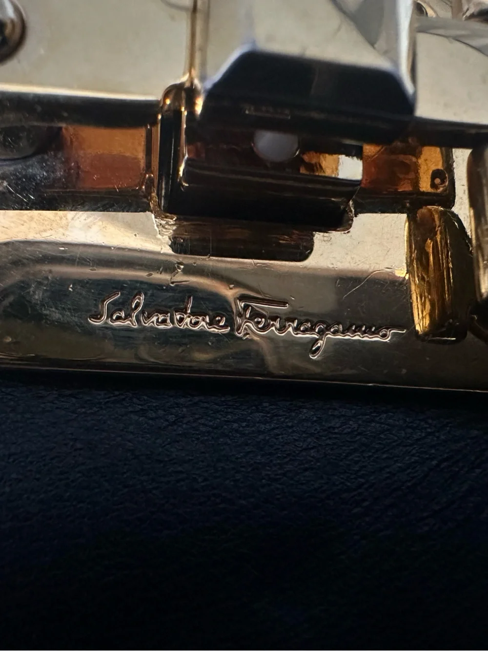 Salvatore Ferragamo Black Leather Tote with Gold Hardware